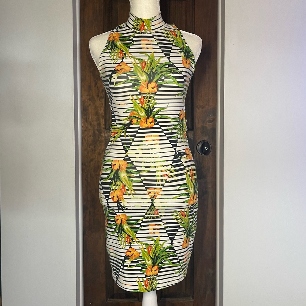Black & White Striped Floral Dress by GUESS